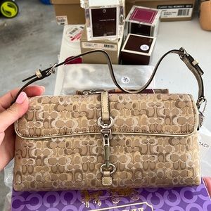 NEW Coach Gold Lurex Sig Clutch